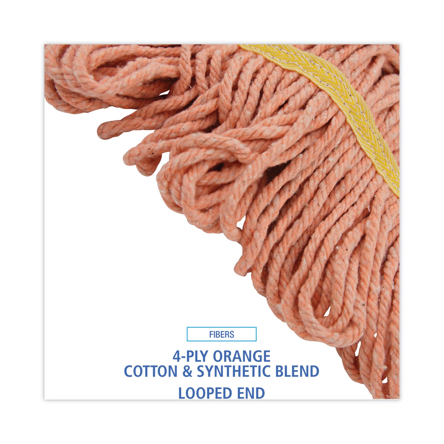 Boardwalk Super Loop Wet Mop Head, Cotton/Synthetic Fiber, 5" Headband, Small Size, Orange, 12/Carton (501OR)