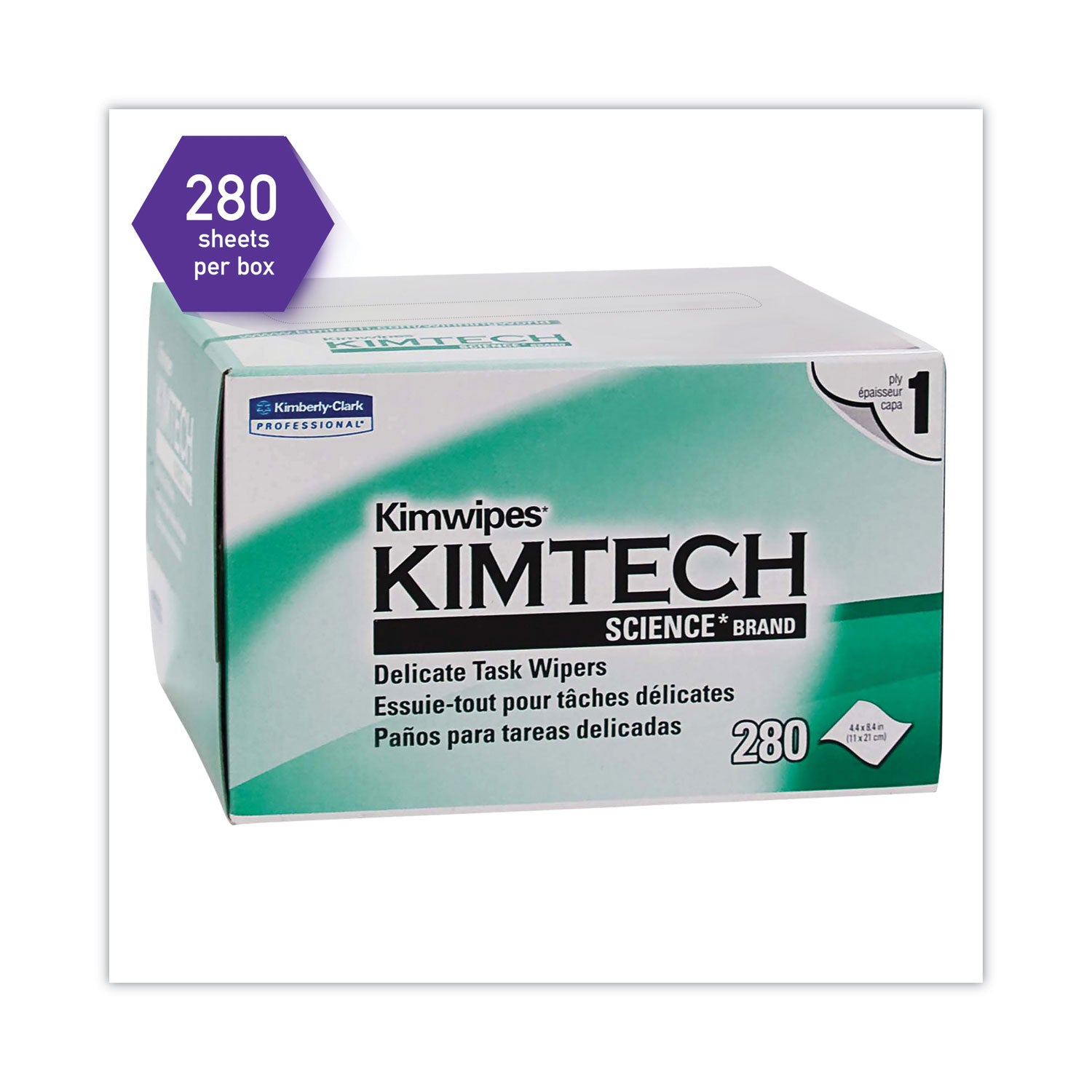 Kimtech Kimwipes, Delicate Task Wipers, 1-Ply, 4.4 x 8.4, Unscented, White, 286/Box (34155) - 4 Pack