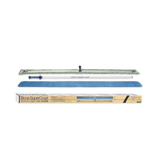 Bona SuperCourt Athletic Floor Care System, 60" Wide  Microfiber Head, 66" Silver/Blue Aluminum Handle (WM710013471)