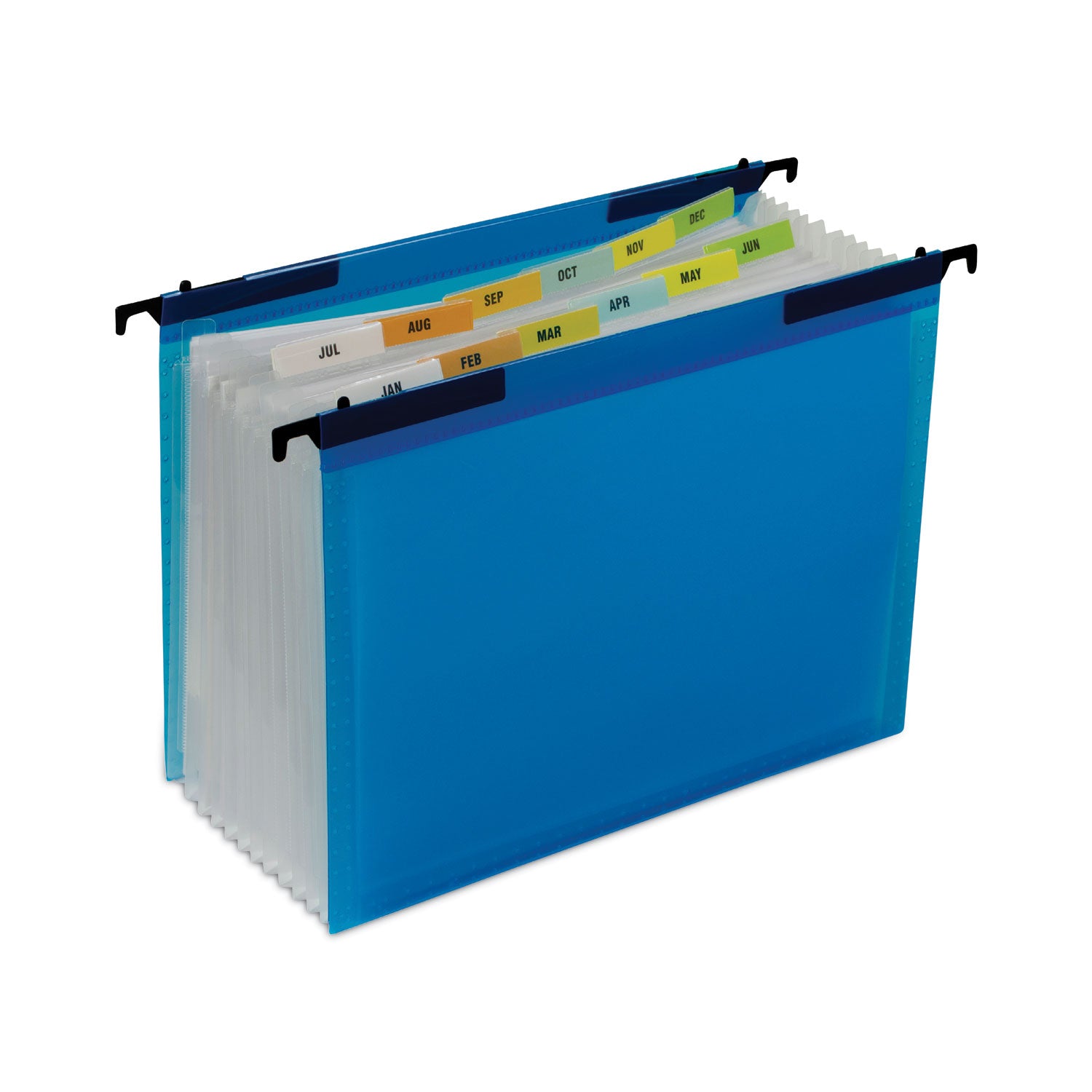 C-Line Expanding File with Hang Tabs, Pre-Printed Index-Tab Inserts, 12 Sections, 1" Capacity, Letter Size, 1/6-Cut Tabs, Blue (58215)