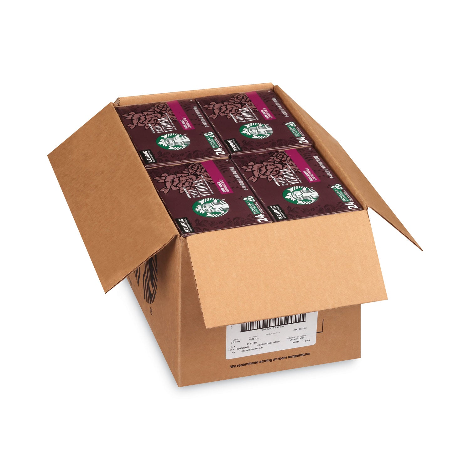 Starbucks Caffe Verona Coffee K-Cups Pack, 24/Box (011111160)