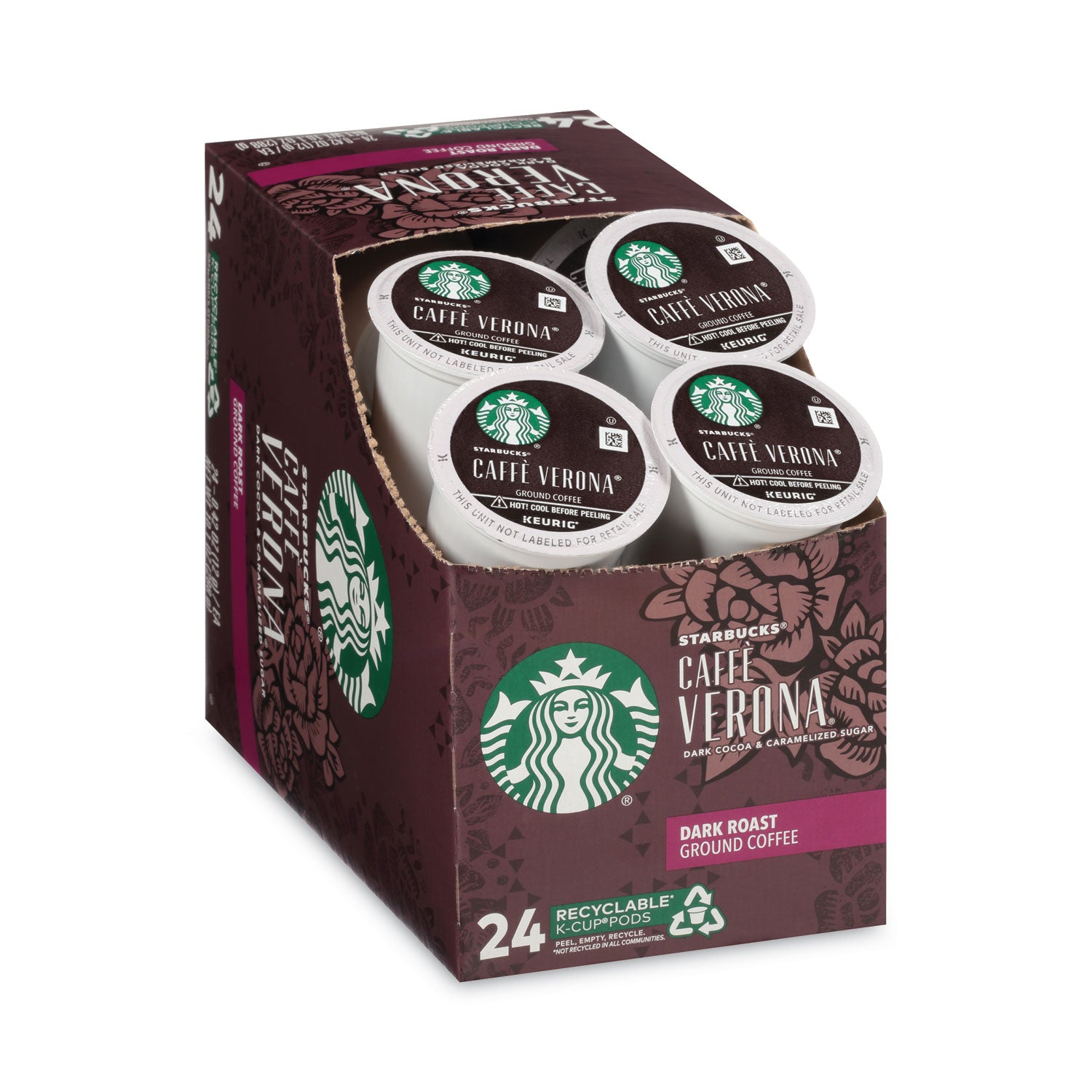 Starbucks Caffe Verona Coffee K-Cups Pack, 24/Box, 4 Boxes/Carton (011111160CT)