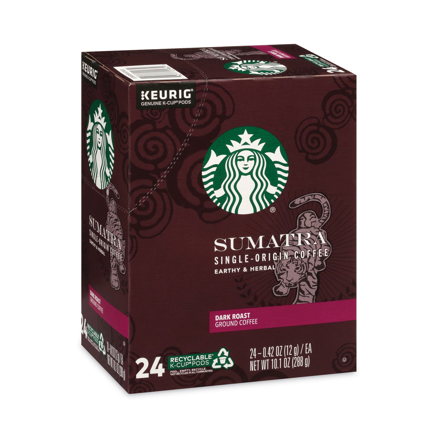 Starbucks Sumatra Coffee K-Cups, Sumatra, 0.4 oz K-Cup, 24/Box (12565254)