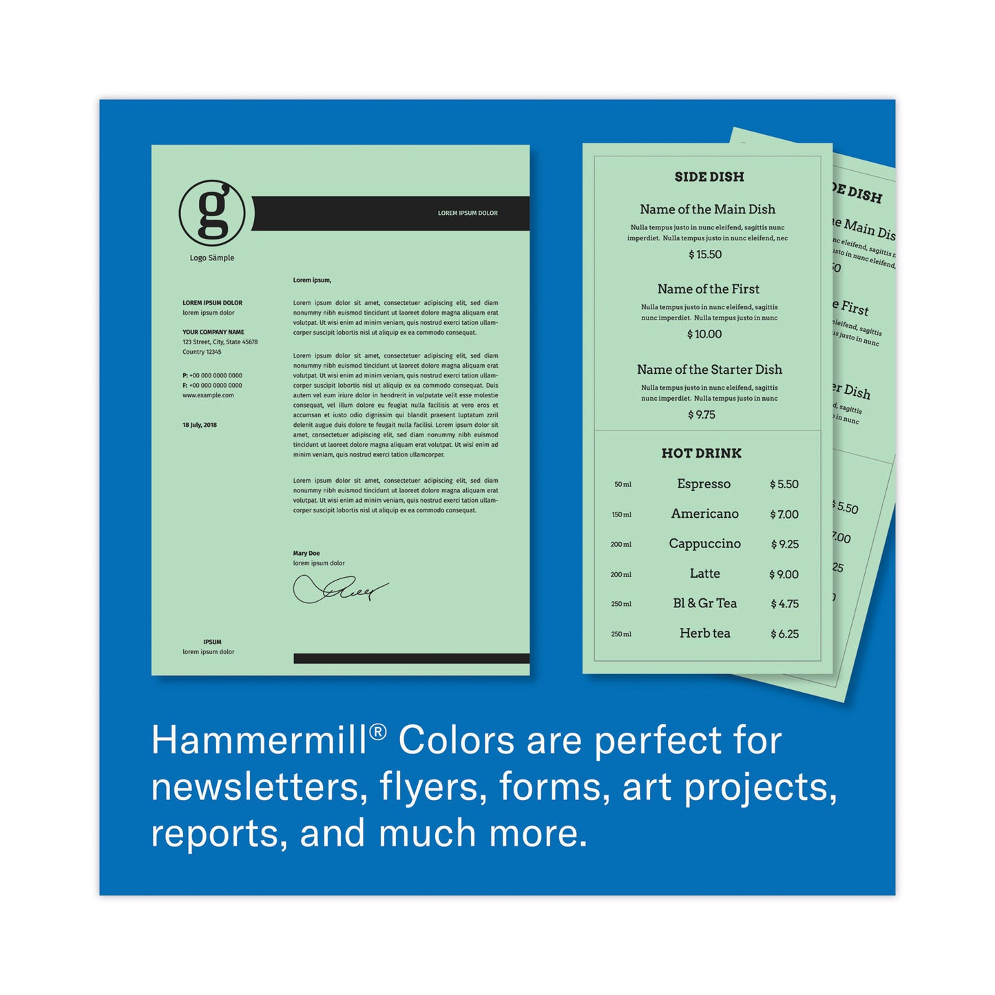 Hammermill Colors Print Paper, 20 lb Bond Weight, 8.5 x 11, Green, 500/Ream (103366)