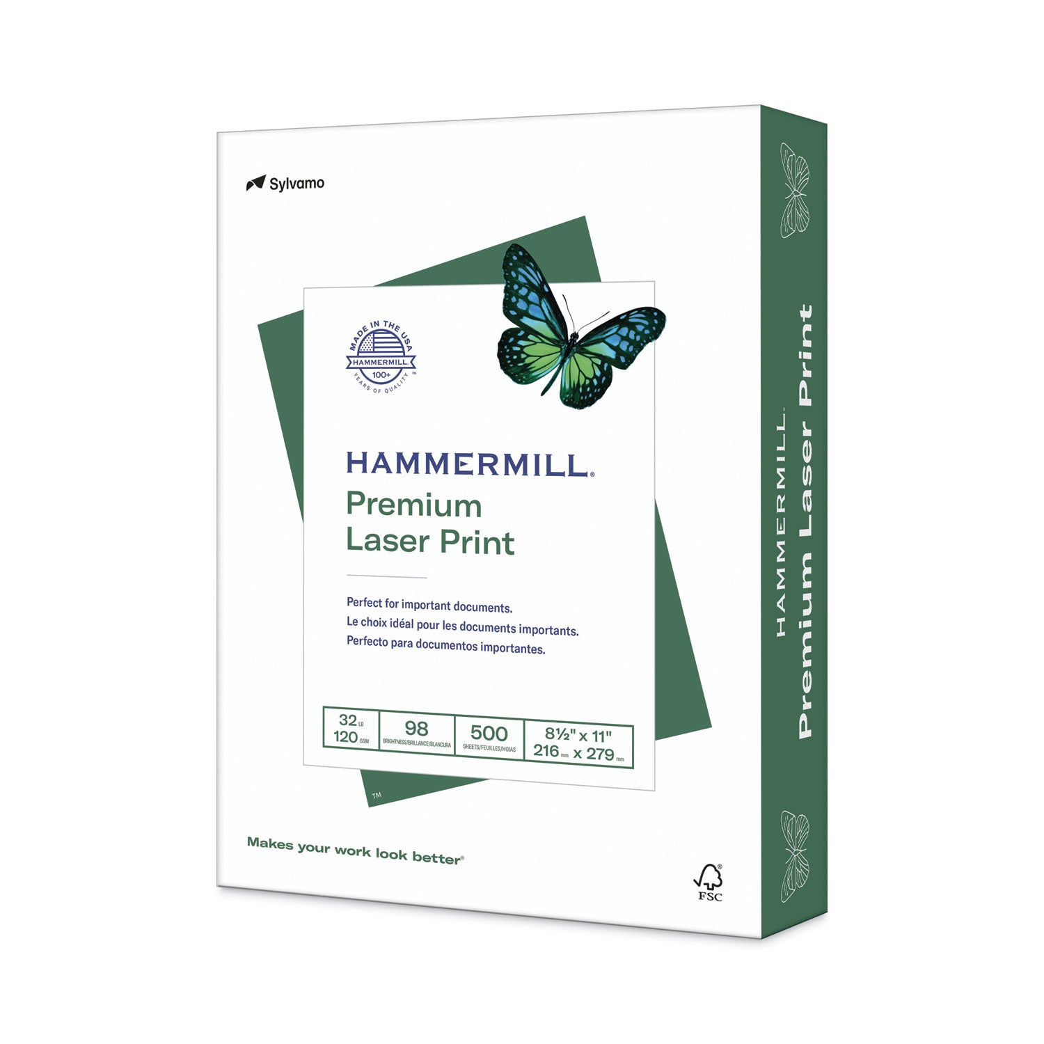 Hammermill Premium Laser Print Paper, 98 Bright, 32 lb Bond Weight, 8.5 x 11, White, 500/Ream (104646)