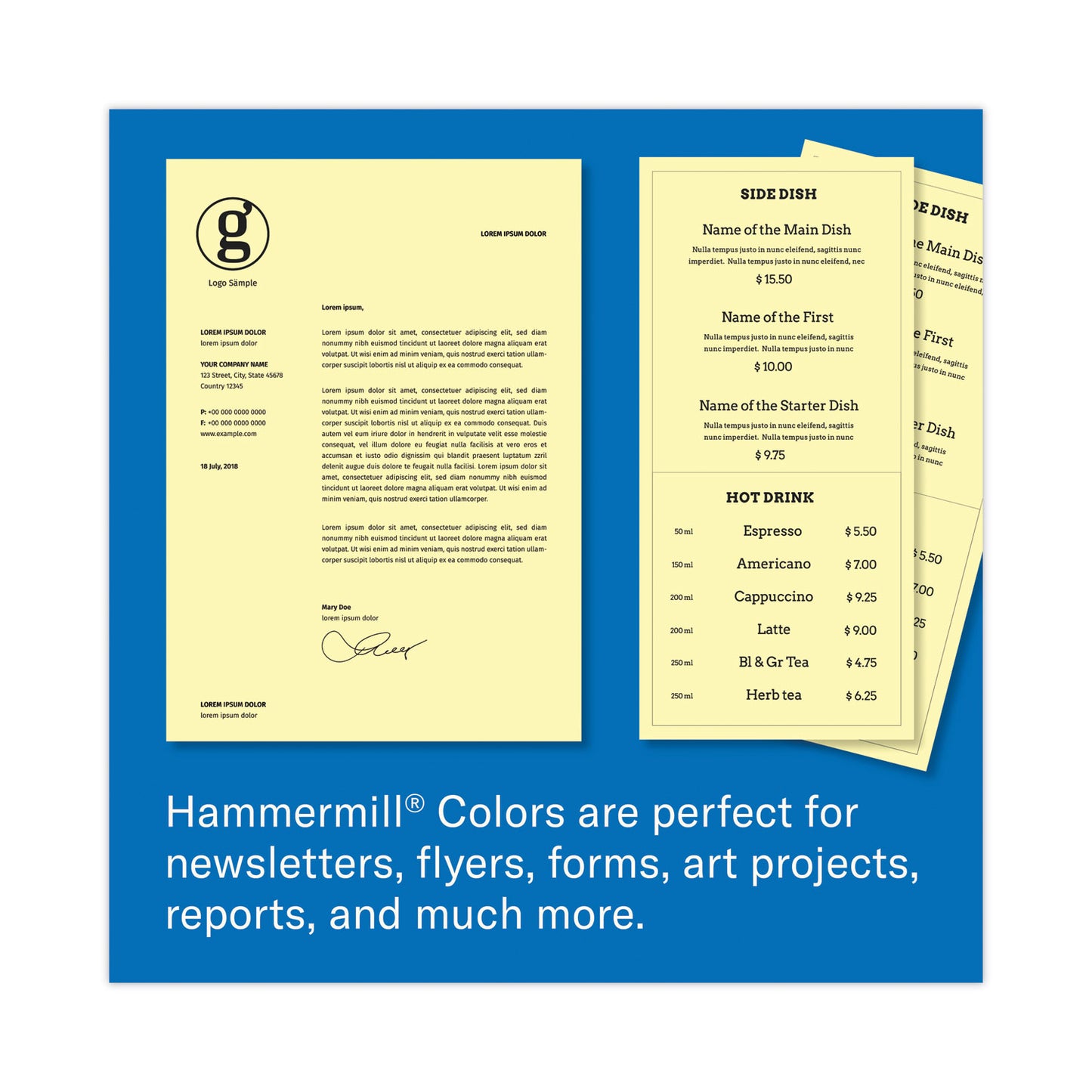 Hammermill Colors Print Paper, 20 lb Bond Weight, 8.5 x 11, Canary, 500/Ream (103341)