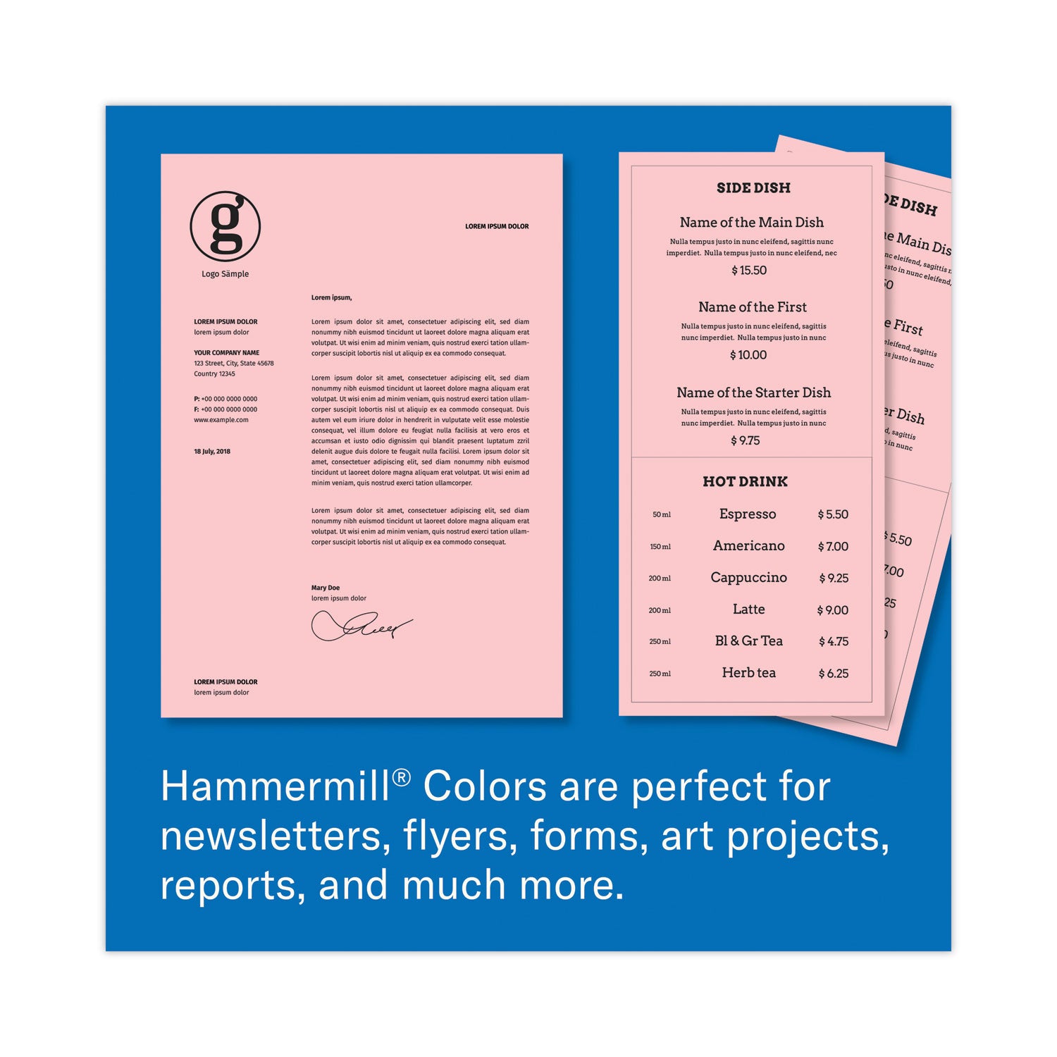 Hammermill Colors Print Paper, 20 lb Bond Weight, 8.5 x 11, Pink, 500/Ream (103382)