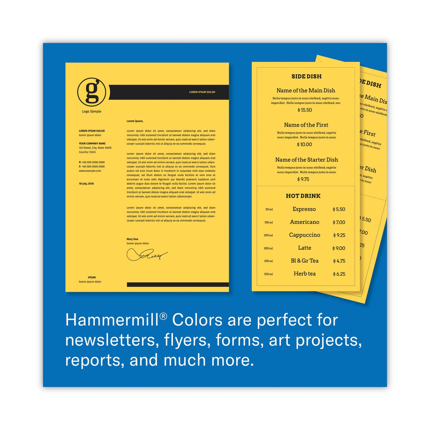 Hammermill Colors Print Paper, 20 lb Bond Weight, 8.5 x 11, Goldenrod, 500/Ream (103168)