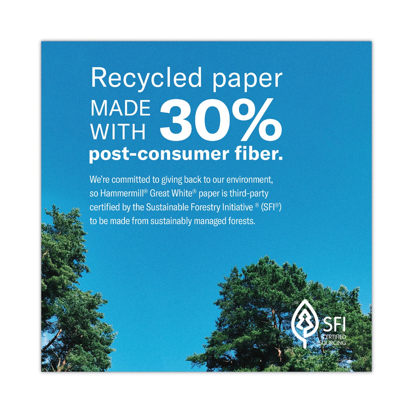 Hammermill Great White 30 Recycled Print Paper, 92 Bright, 20 lb Bond Weight, 8.5 x 14, White, 500/Ream (86704)