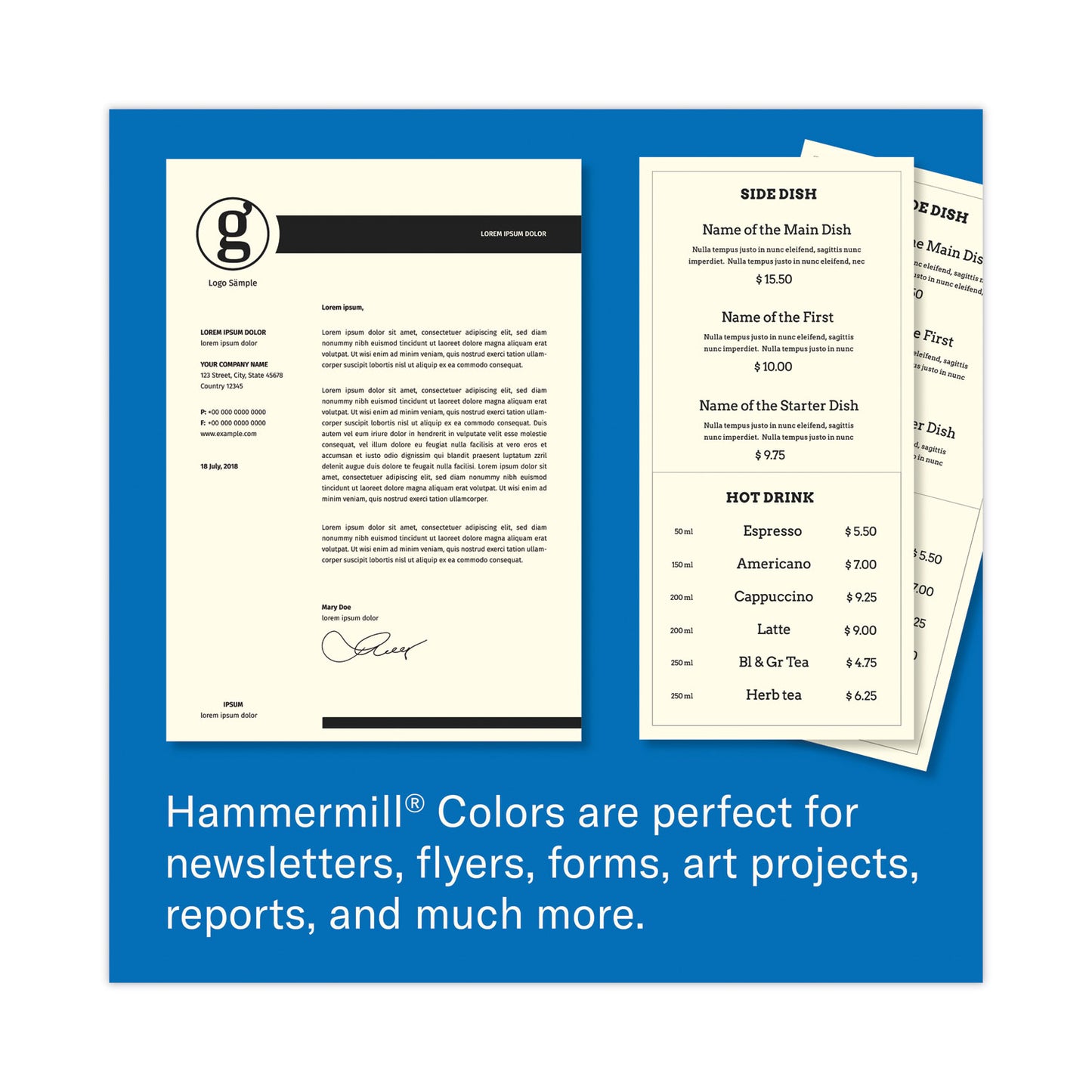 Hammermill Colors Print Paper, 20 lb Bond Weight, 8.5 x 11, Cream, 500/Ream (168030)