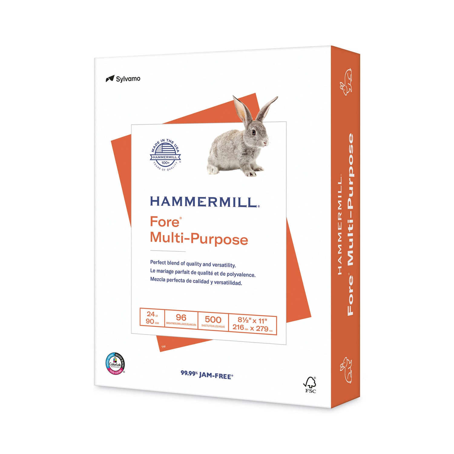 Hammermill Fore Multipurpose Print Paper, 96 Bright, 24 lb Bond Weight, 8.5 x 11, White, 500 Sheets/Ream (103283RM)