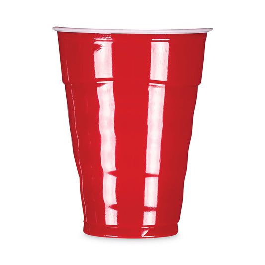 Hefty Easy Grip Disposable Plastic Party Cups, 18 oz, Red, 50/Pack, 8 Packs/Carton (C21895)