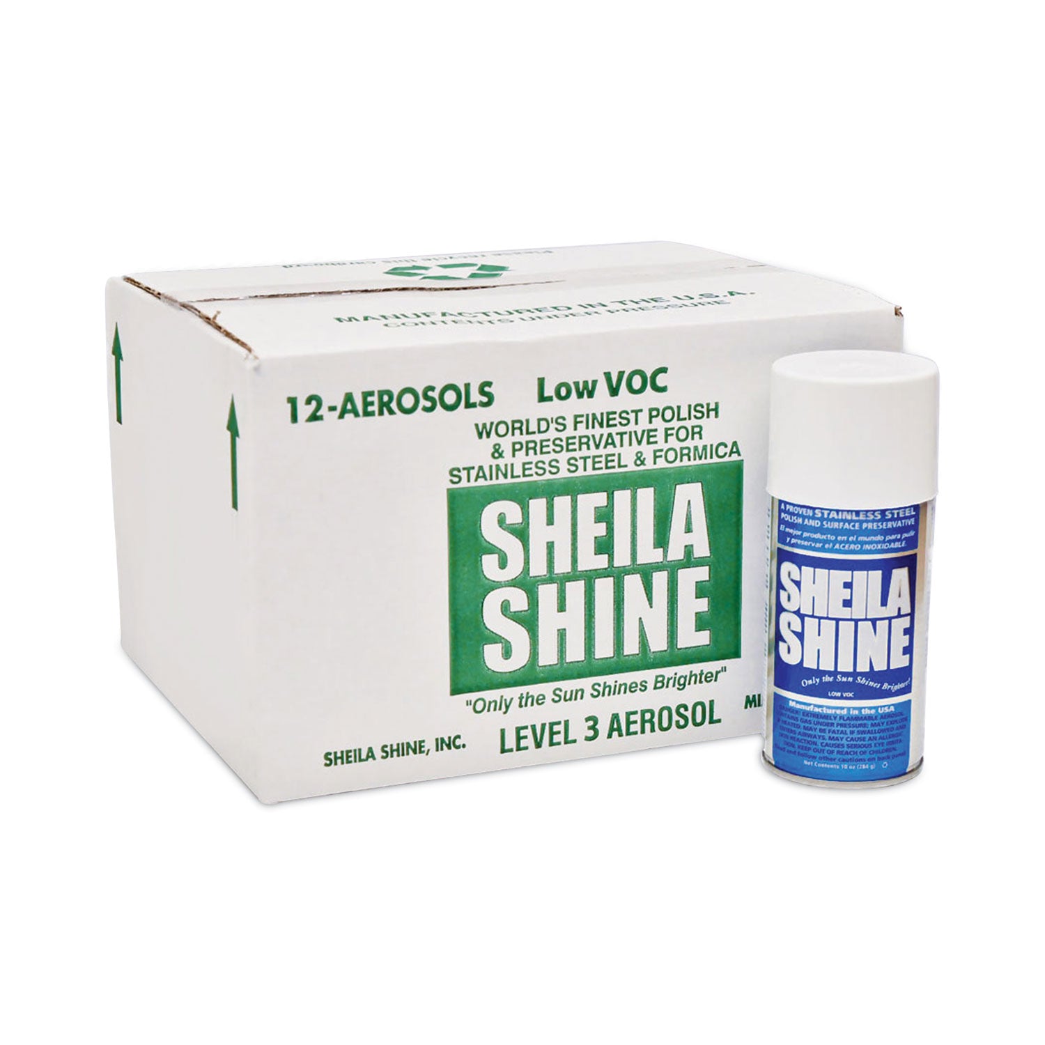 Sheila Shine Low VOC Stainless Steel Cleaner and Polish, 10 oz Spray Can, 12/Carton (SSCA10)