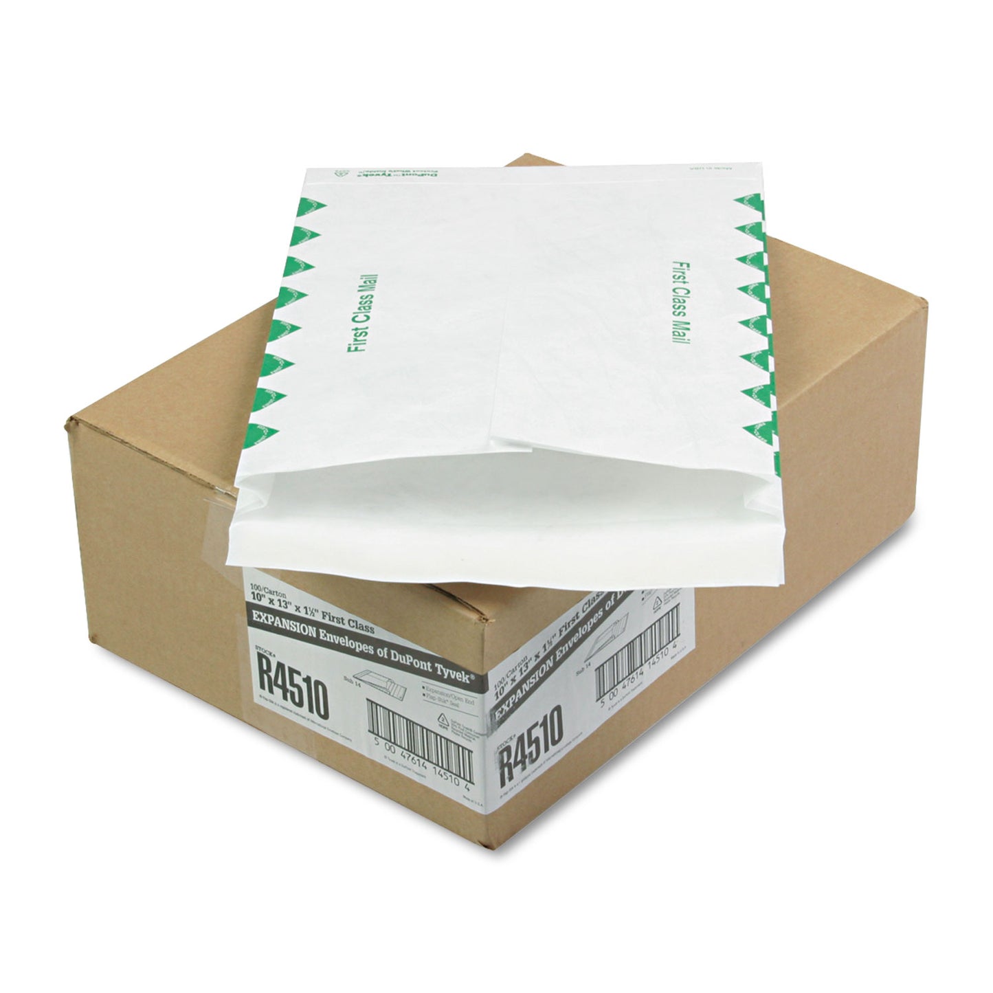 Survivor 14 lb Tyvek Open End Expansion Mailer Value Pack, First Class, #13 1/2, Flip-Stik, Redi-Strip Closure, 10 x 13, White,100/CT (R4510)