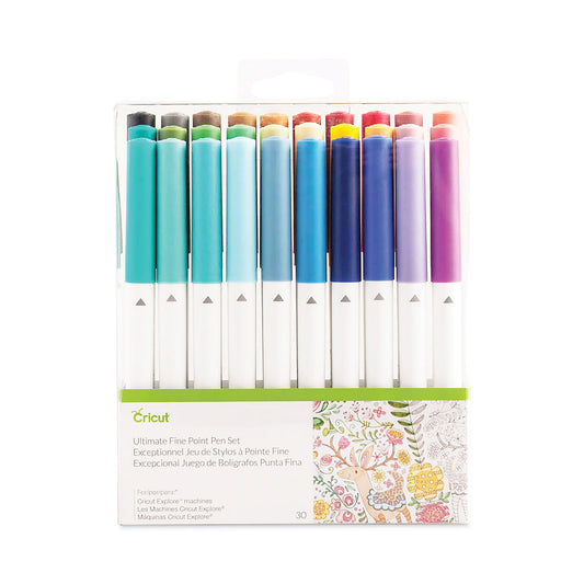 Cricut Ultimate Fine Point Porous Point Pens, Stick, Fine 0.4 mm, Assorted Ink Colors, White Barrel, 30/Set (2004060)