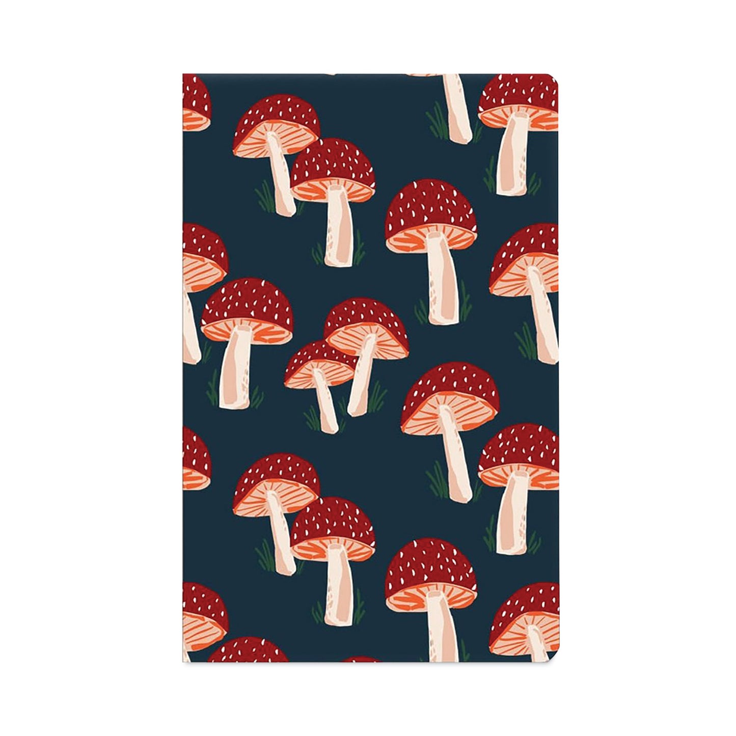 Denik Classic Layflat Softcover Notebook, Mushroom Artwork, Medium/College Rule, Navy Blue/Multicolor Cover, (72) 8 x 5 Sheets (LFC1138L)