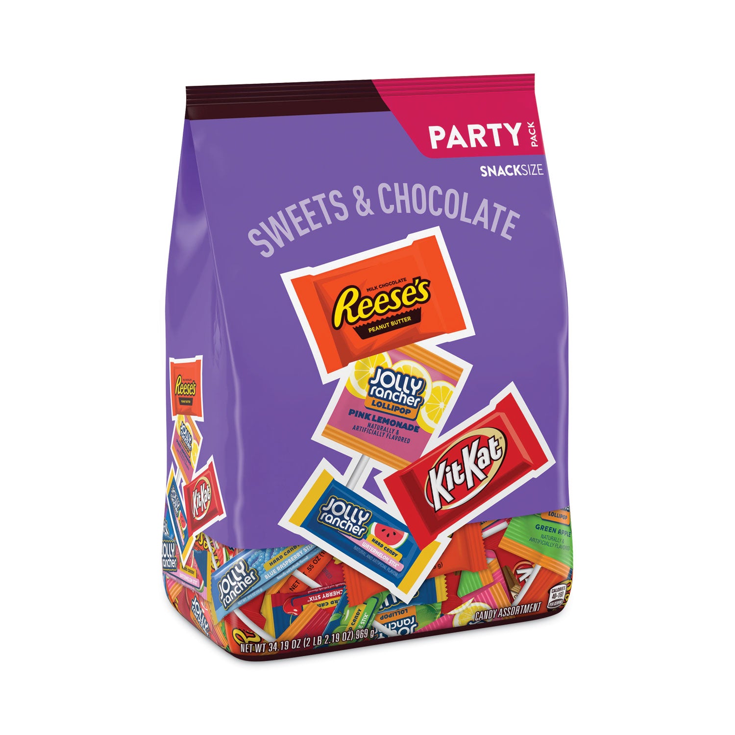 Hershey's Snack-Size Sweets and Chocolate Assortment Party Pack, 34.19 oz Bag (HEC93942)
