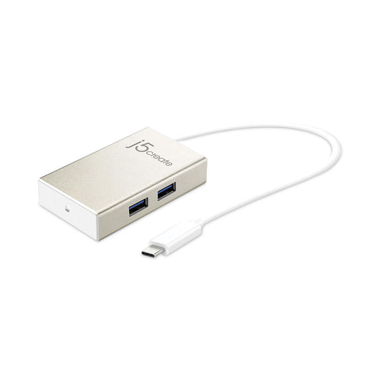 j5create USB-C Hub, 4 Ports, Silver (JCH343US)