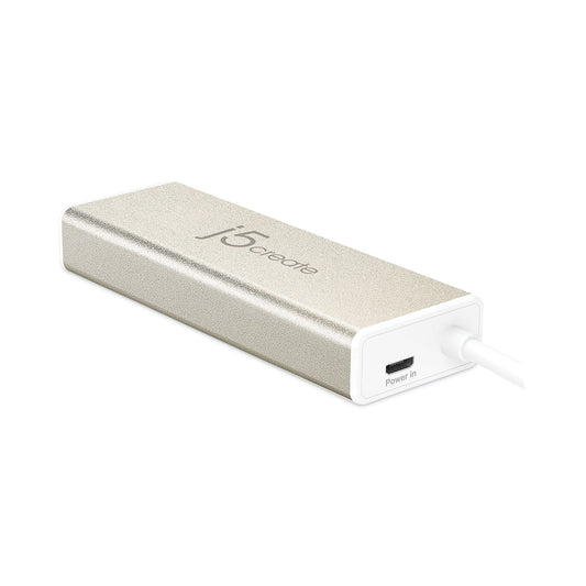 j5create USB-C Hub with SD/Micro SD Card Reader, 3 Ports, Silver (JCH347)