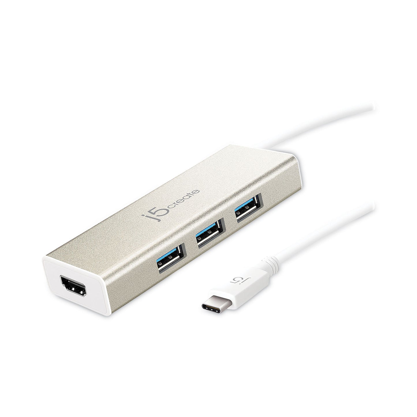 j5create USB-C Hub and 4K HDMI, 3 Ports, Silver (JCH451)