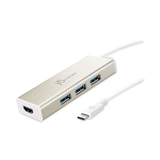 j5create USB-C Hub and 4K HDMI, 3 Ports, Silver (JCH451)