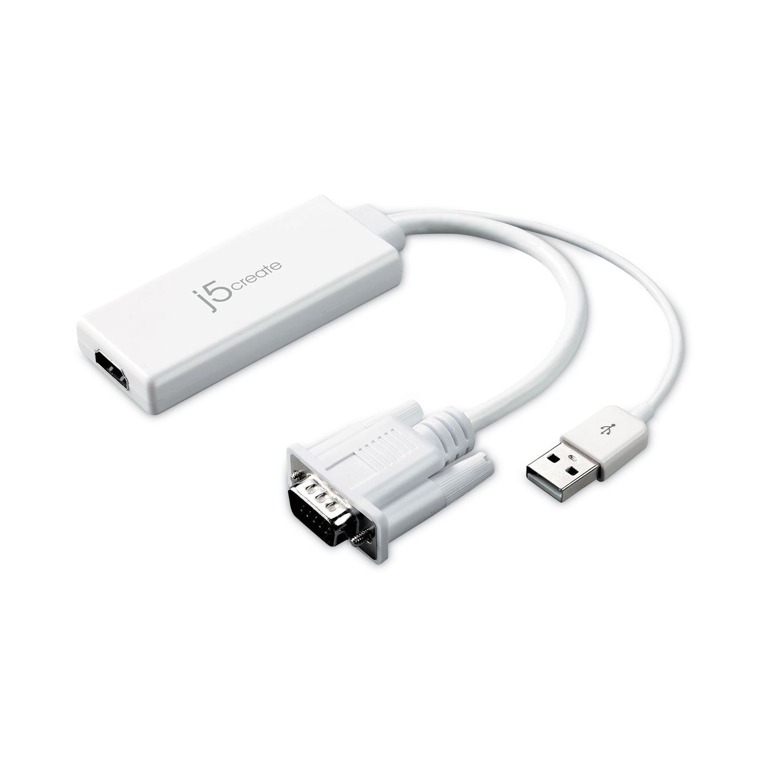 j5create VGA to HDMI Video Audio Adapter, White (JDA214)