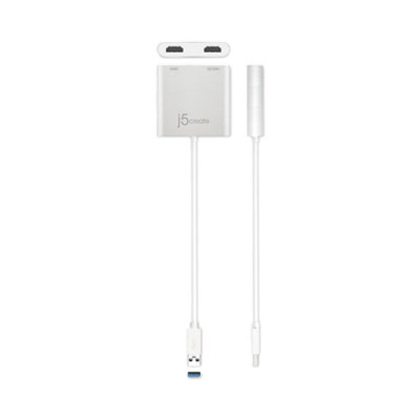 j5create USB to HDMI Adapter, 7.87", Silver/White (JUA365)