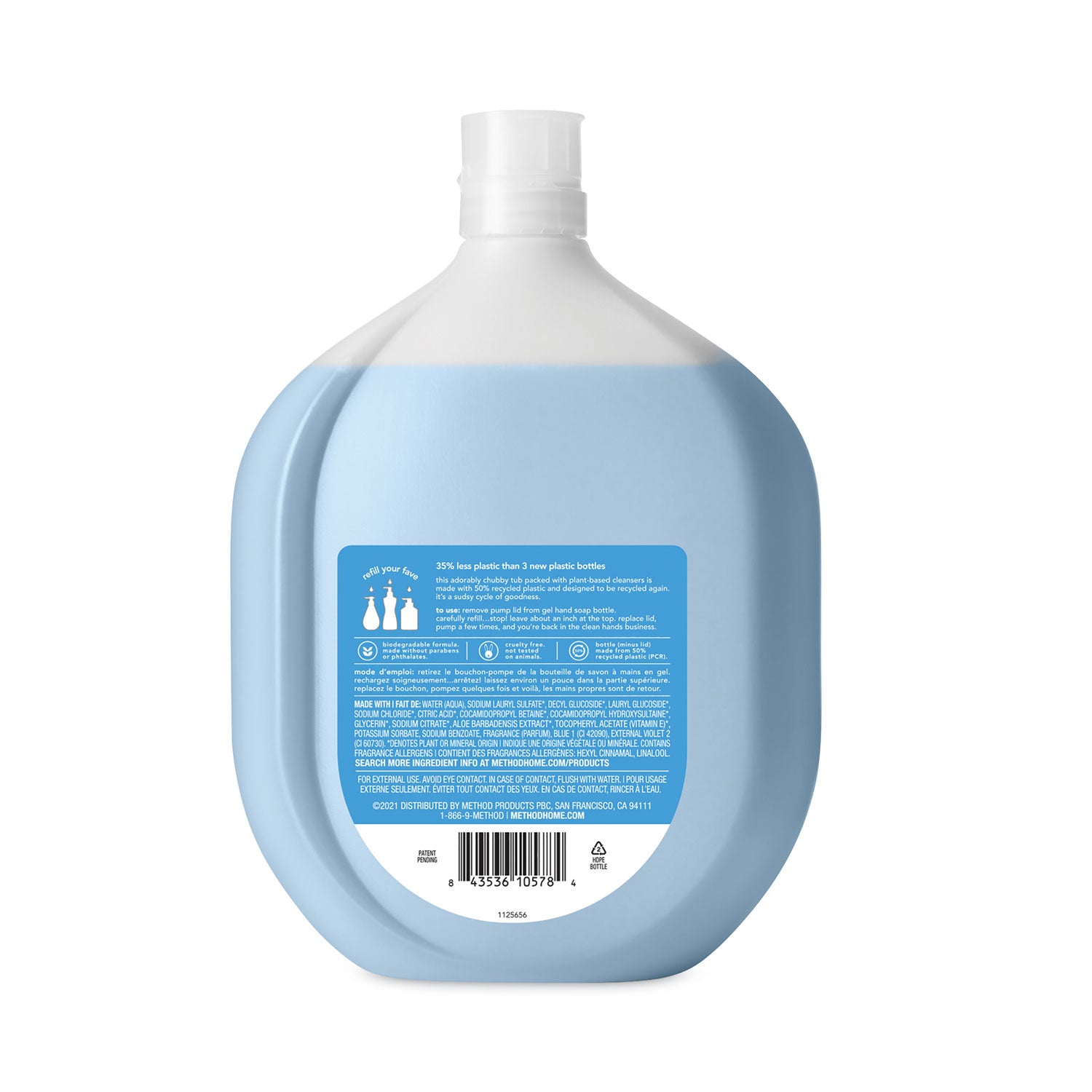 Method Gel Hand Wash Refill Tub, Sea Minerals Scent, 34 oz (328105)