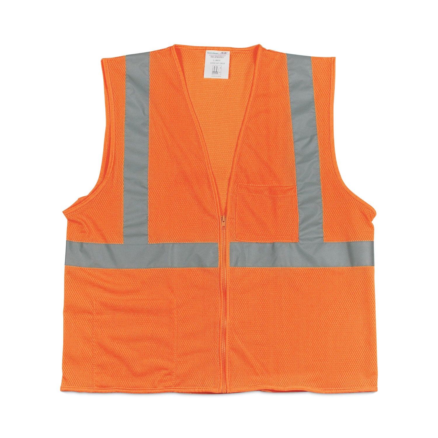 PIP Zipper Safety Vest, Large, Hi-Viz Orange (302MVGZORL)