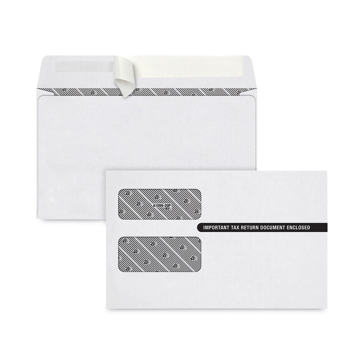 TOPS 1099 Self-Seal Security Tinted Double Window Envelope, Square Flap, Self-Adhesive Closure, 5.63 x 9.5, White, 100/Pack (7535PS100)