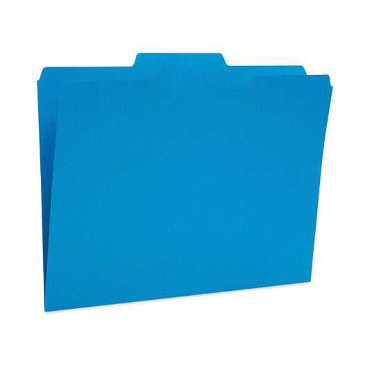 TRU RED Reinforced Top Tab File Folders, 1/3-Cut Tabs: Assorted, Letter Size, 10.5-pt Stock, Blue, 24/Pack (13842)