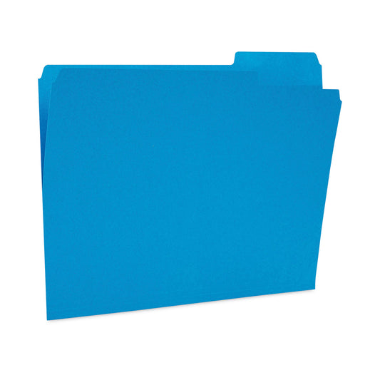 TRU RED Reinforced Top Tab File Folders, 1/3-Cut Tabs: Assorted, Letter Size, 10.5-pt Stock, Blue, 24/Pack (13842)