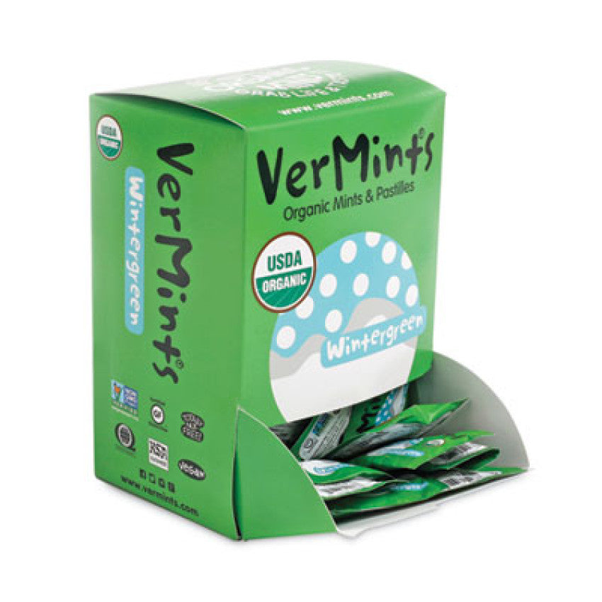 VerMints Organic Mints/Pastilles, Wintergreen, 2 Mints/0.7 oz, Individually Wrapped, 100/Box (VNT00993)