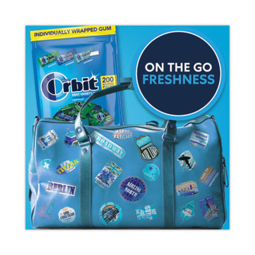 Orbit Sugar-Free Chewing Gum, Spearmint/Peppermint/Wintermint, 200 Pieces/Pack (MMM27955)