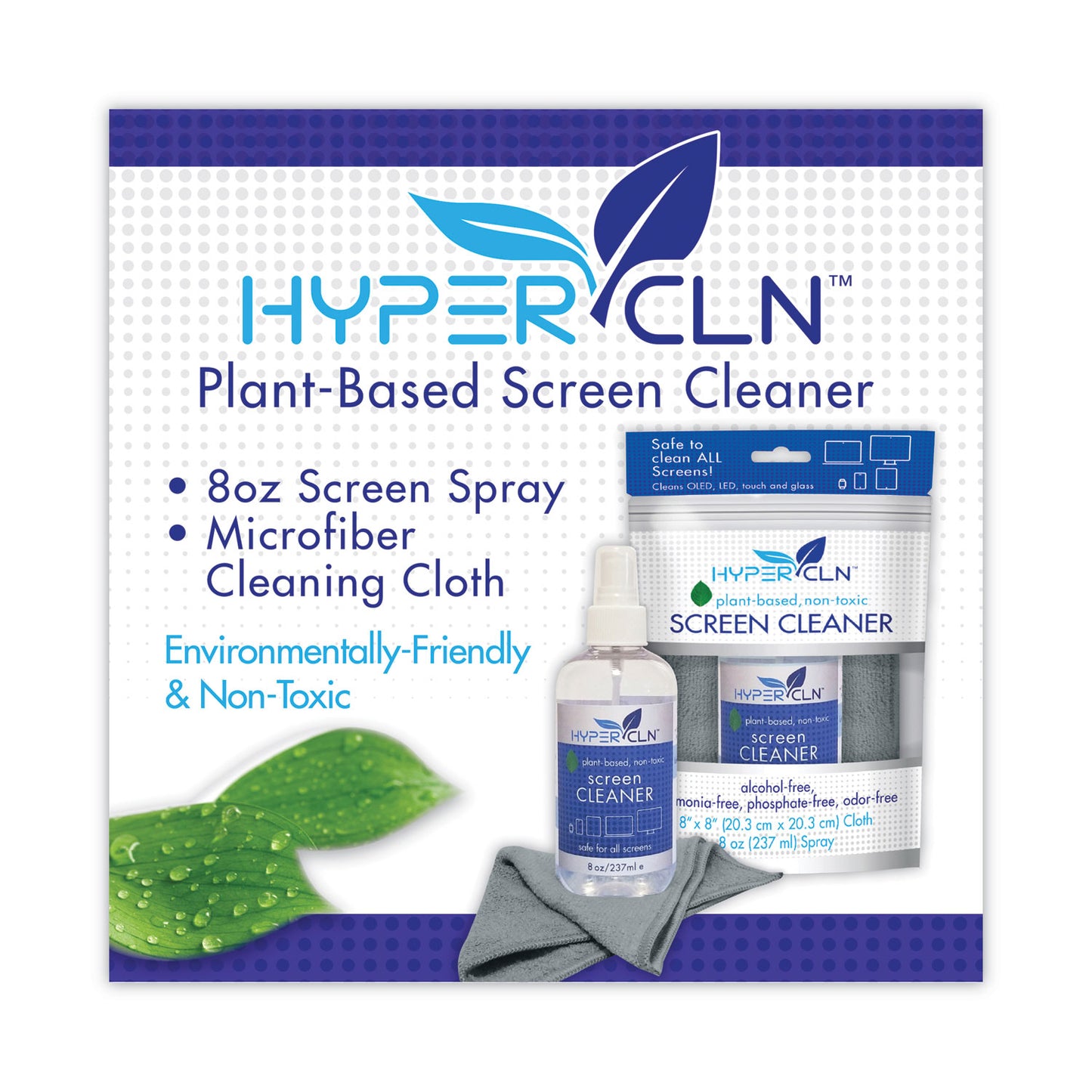 Falcon HYPERCLN Screen Cleaning Kit, 8 oz Spray Bottle (HCN8)