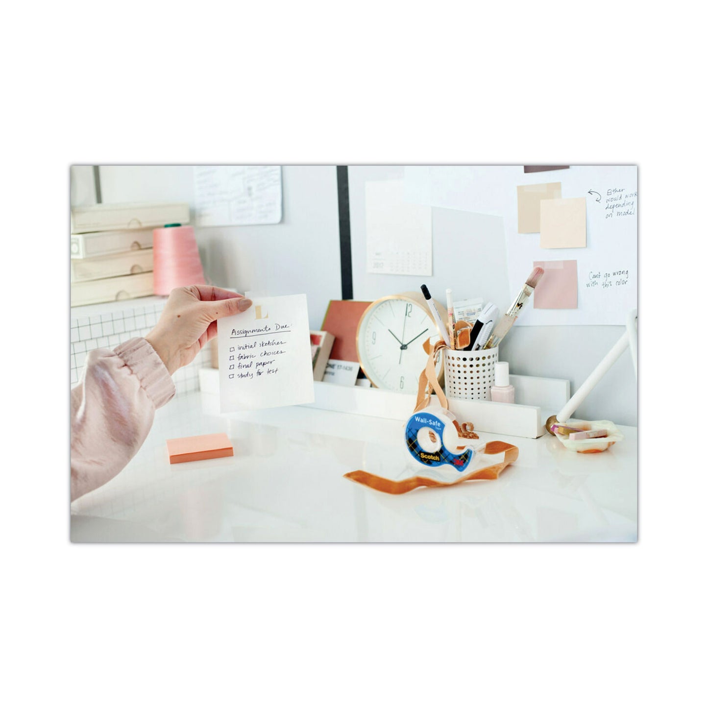 Scotch Wall-Safe Tape with Dispenser, 1" Core, 0.75" x 50 ft, Clear, 2/Pack (183DM2)