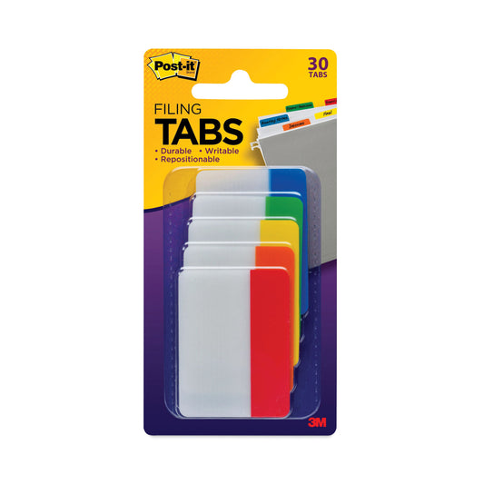 Post-it Solid Color Tabs, 1/5-Cut, Assorted Colors, 2" Wide, 30/Pack (686ROYGB)