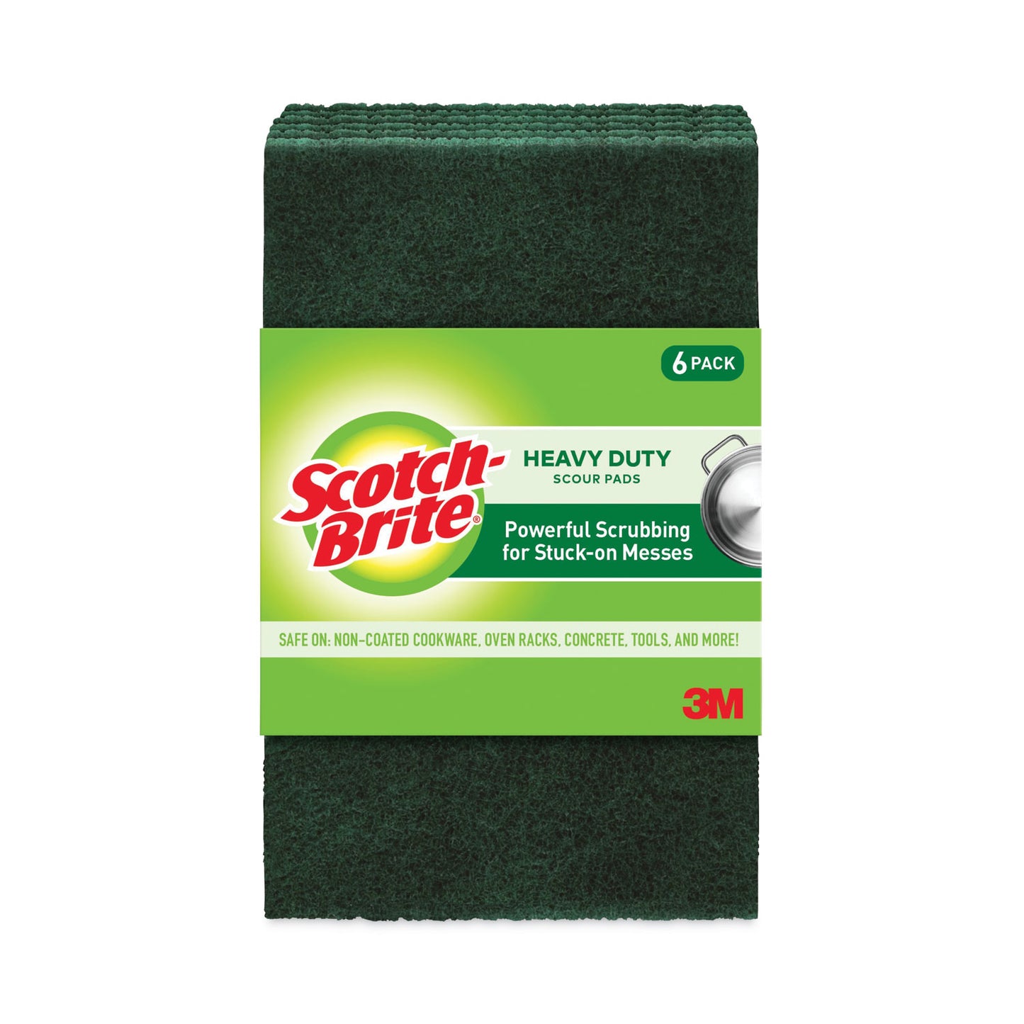 Scotch-Brite Heavy-Duty Scouring Pad, 3.8 x 6, Green, 5/Carton (2265)