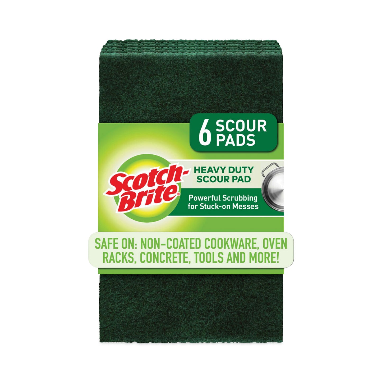 Scotch-Brite Heavy-Duty Scouring Pad, 3.8 x 6, Green, 5/Carton (2265)