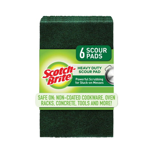 Scotch-Brite Heavy-Duty Scouring Pad, 3.8 x 6, Green, 5/Carton (2265)