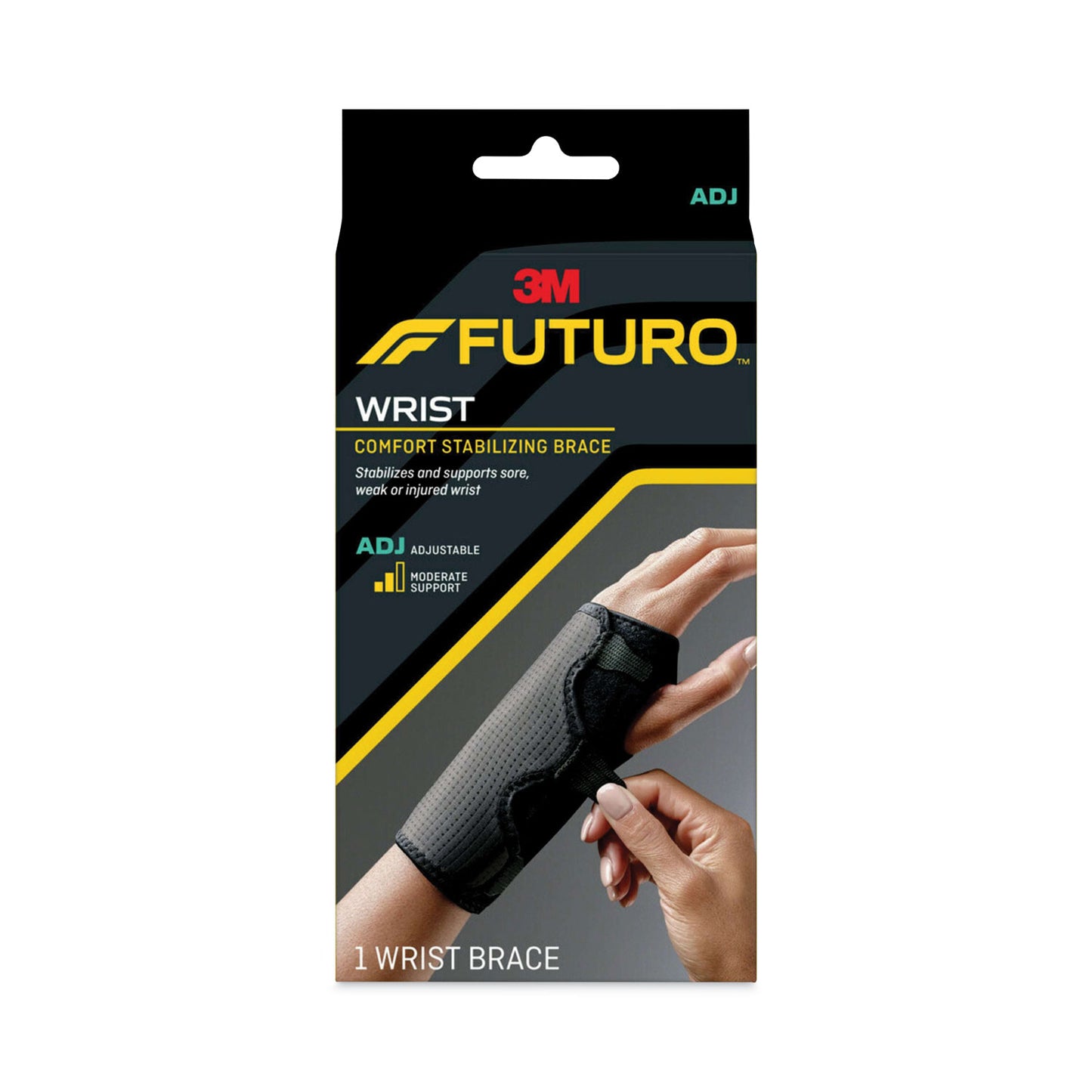 FUTURO Adjustable Reversible Splint Wrist Brace, Fits Wrists 5.5" to 8.5", Black (10770EN)