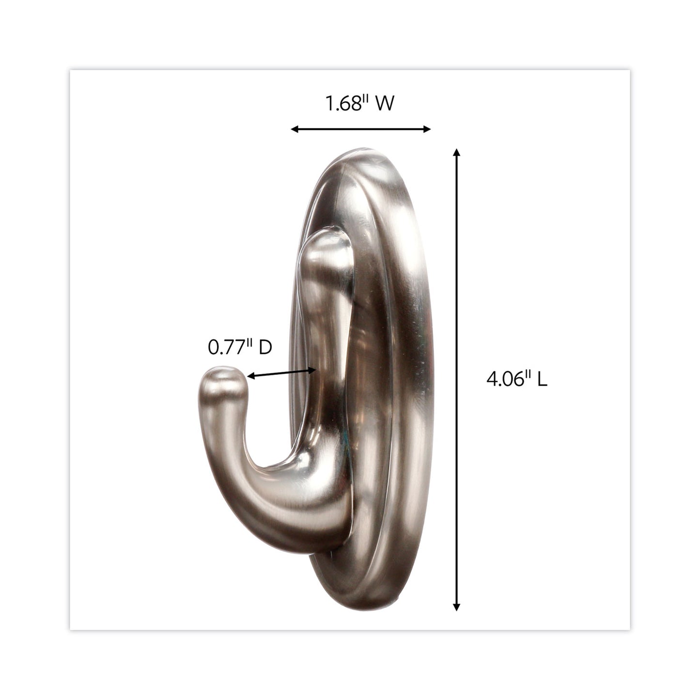 Command Decorative Hooks, Traditional, Large, Metal, Brushed Nickel, 5 lb Capacity, 2 Hooks and 4 Strips/Pack (17053BNVPES)