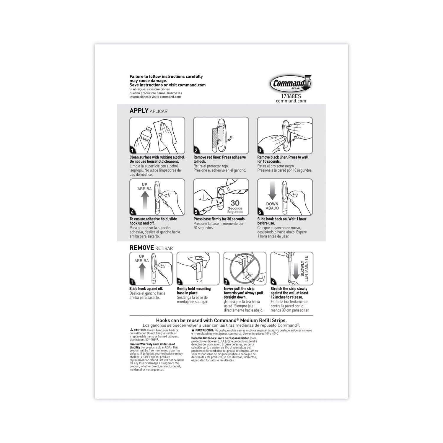 Command General Purpose Wire Hooks, Medium, Metal, White, 3 lb Capacity, 2 Hooks and 4 Strips/Pack (17068ES)