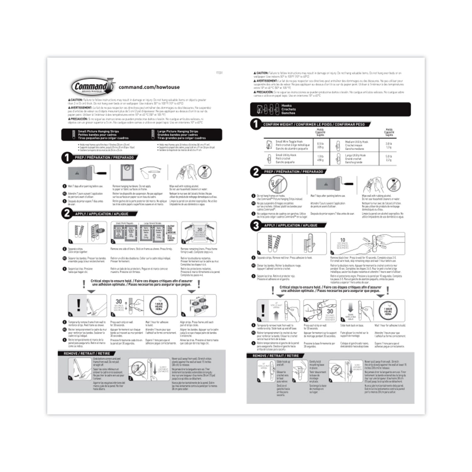 Command General Purpose Hooks, Variety Pack, Assorted Sizes, Plastic, White, 0.5, 1, 3, 5, 16 lb Capacities, 54 Pieces/Pack (17231ES)