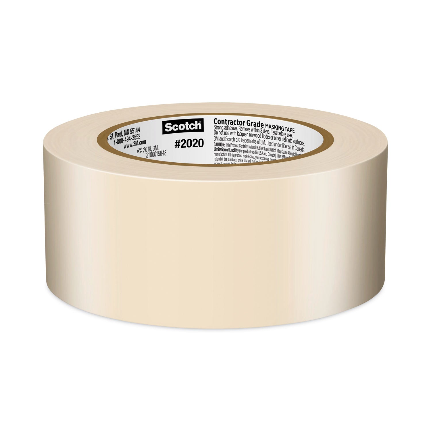 Scotch Commercial-Grade Masking Tape for Production Painting, 3" Core, 1.88" x 60 yds, Natural (20202ABK)