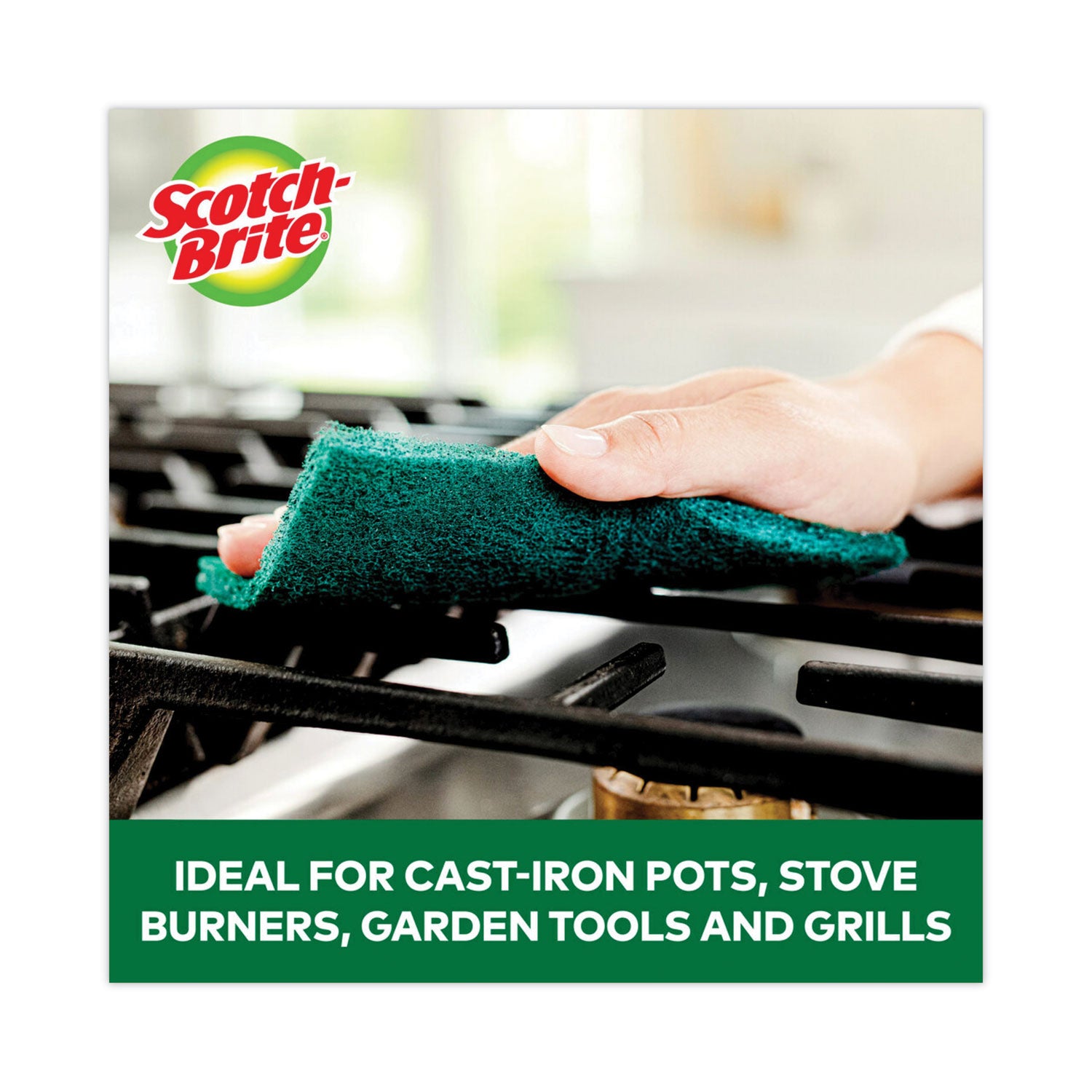 Scotch-Brite Heavy-Duty Scour Pad, 3.8 x 6, Green, 10/Carton (22310CT)