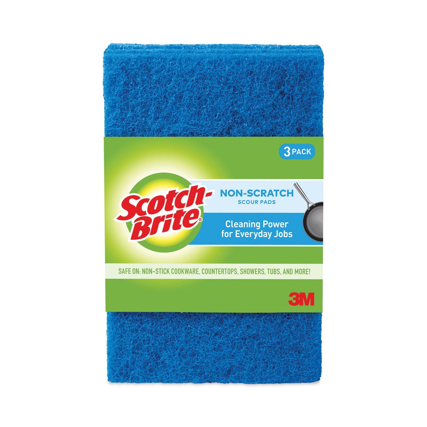 Scotch-Brite Non-Scratch Scour Pads, Size 3 x 6, Blue, 10/Carton (62310)