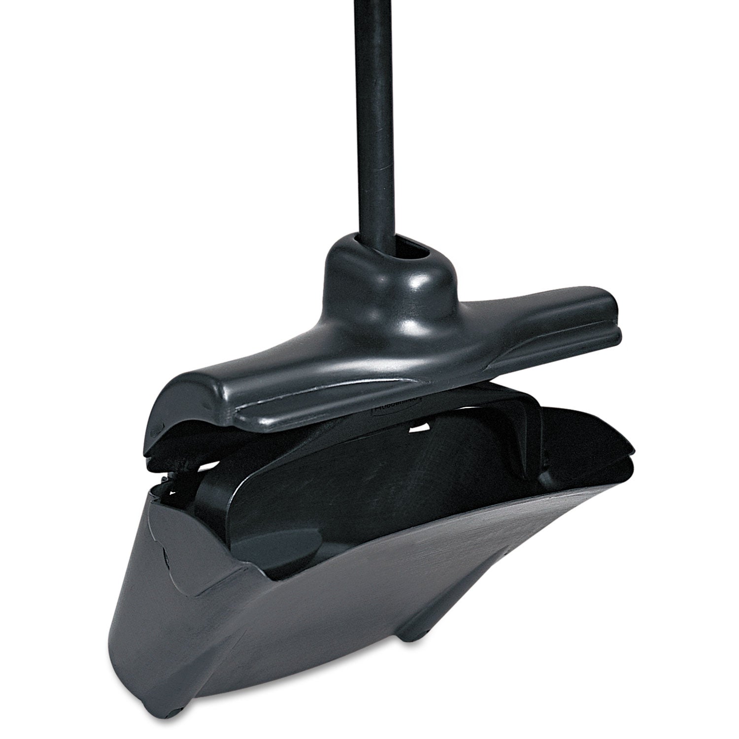 Rubbermaid Commercial Lobby Pro Upright Dustpan, with Cover, 12.5w x 37h, Plastic Pan/Metal Handle, Black (253200BLA)