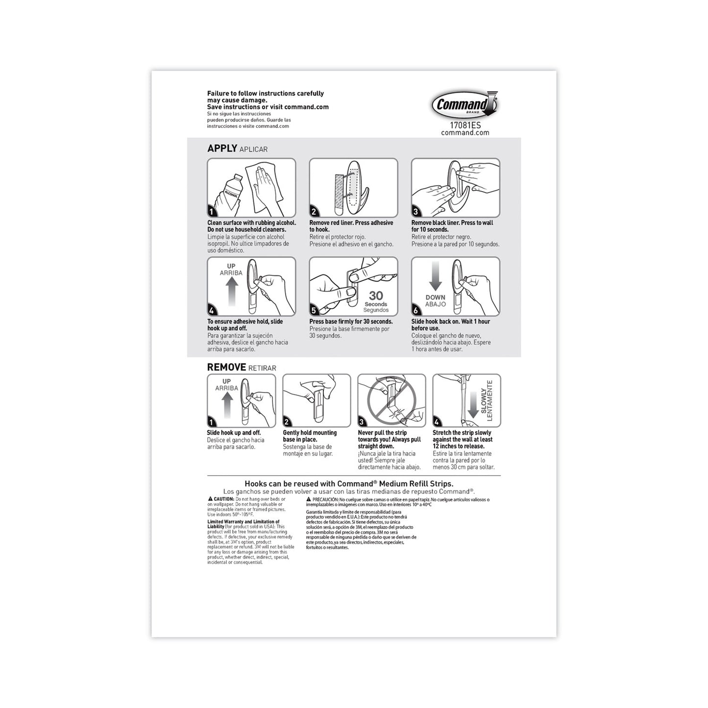 Command Designer Hooks, Medium, Plastic, White, 3 lb Capacity, 6 Hooks and 12 Strips/Pack (170816ES)