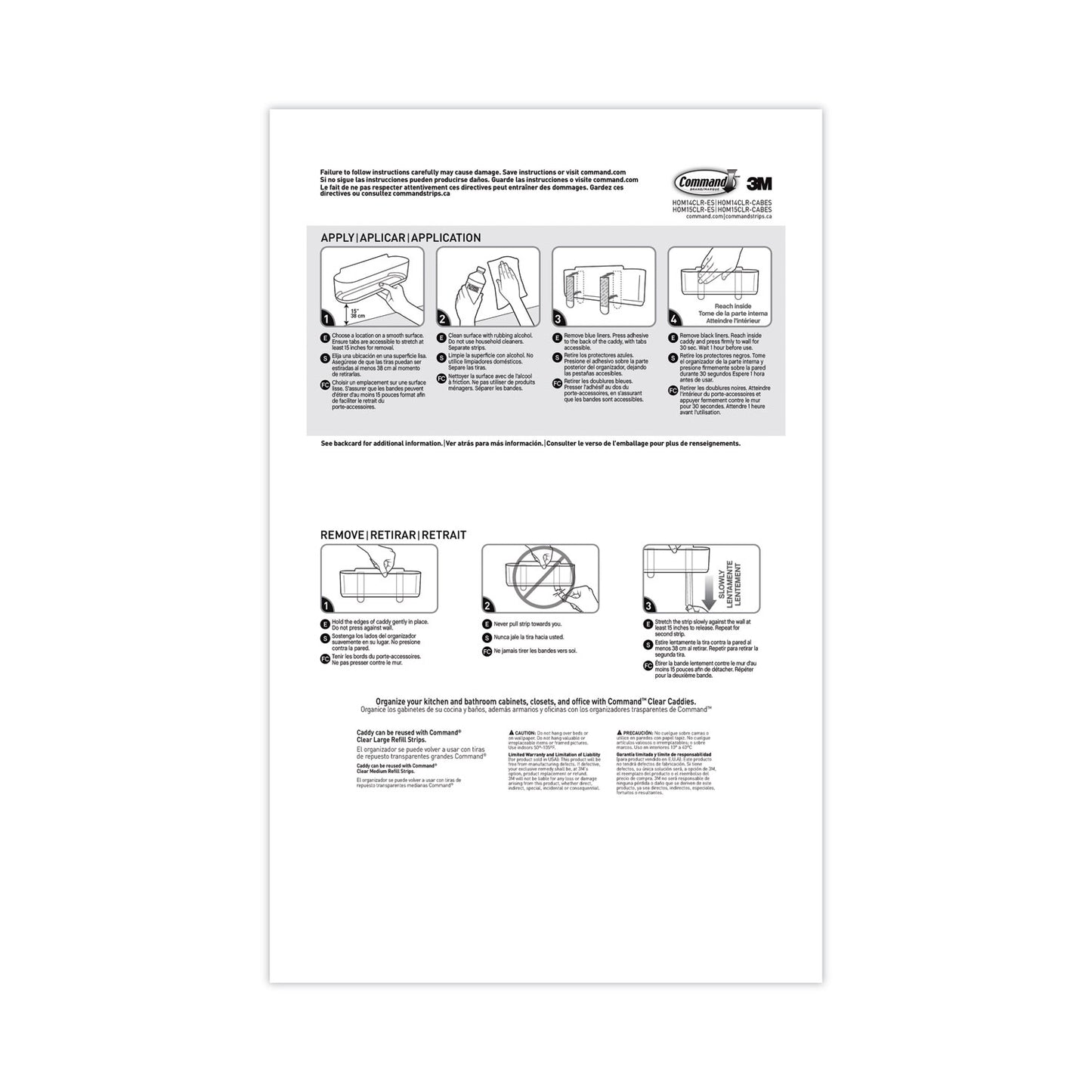 Command Large Caddy, 4 lb Capacity, 8.5"w, Clear (70005143550)